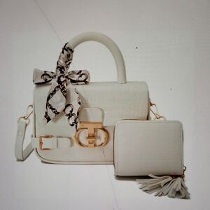 Elegant Mini White Handbag and Wallet Set